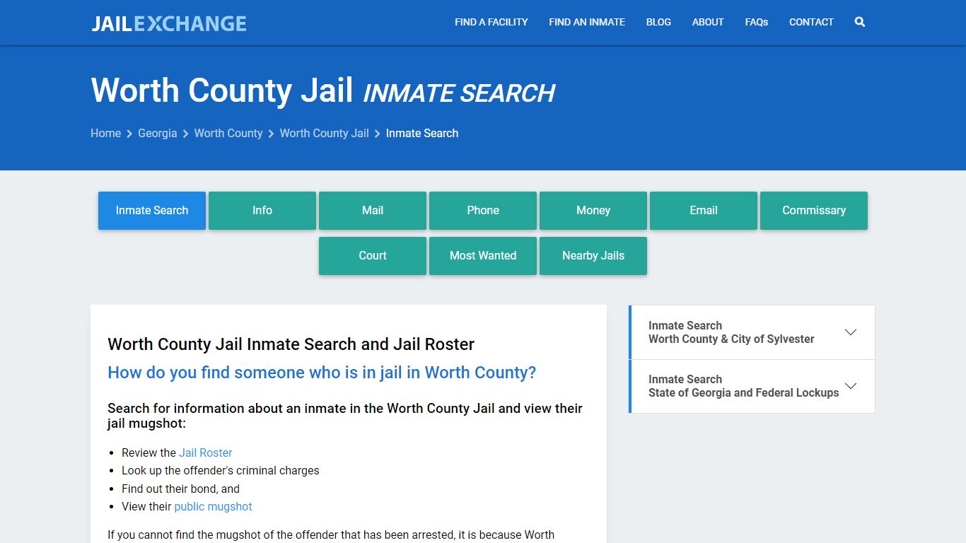 Inmate Search: Roster & Mugshots - Worth County Jail, GA